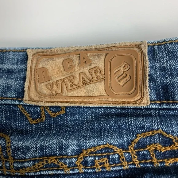 Vintage Rocawear Jean Mini Skirt Y2k Hip Hop Blue Denim Womens Size 9/10 - Picture 10 of 11